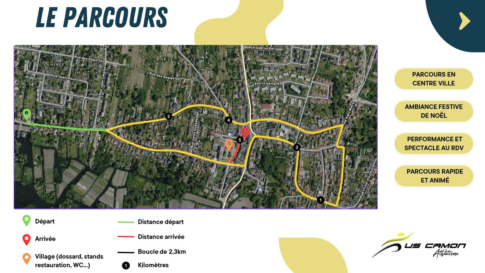 Parcours de la corrida de Camon